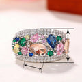 Exaggerated Rainbow Teardrop Ring, Colorful Simulated Tourmaline Geometric Statement Jewelry view 5