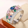 Exaggerated Rainbow Teardrop Ring, Colorful Simulated Tourmaline Geometric Statement Jewelry view 4