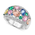 Exaggerated Rainbow Teardrop Ring, Colorful Simulated Tourmaline Geometric Statement Jewelry view 1