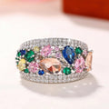 Exaggerated Rainbow Teardrop Ring, Colorful Simulated Tourmaline Geometric Statement Jewelry view 2
