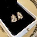 French Light Luxury Faux Pearl Zircon Floral Lace Stud Earrings With Silver Pins view 4