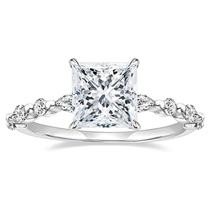 Luxury Geometric Square Engagement Ring, Super Sparkling Pave Zircon Proposal Finger Ring For Women