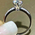 Classic Celebrity Style Six Prong Zircon Wedding Ring Micro Paved Light Luxury Jewelry view 4