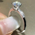 Classic Celebrity Style Six Prong Zircon Wedding Ring Micro Paved Light Luxury Jewelry view 3