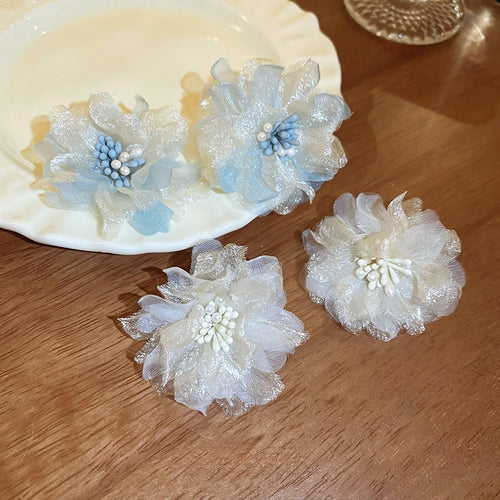 Korean Style Alloy Flower Mesh Stamen Stud Earrings Sweet Summer Floral Ear Jewelry