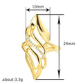 European Exaggerated Curved Long Ring Gold Tone Hollow Design Unique Fashion Finger Jewelry view 4