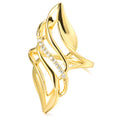 European Exaggerated Curved Long Ring Gold Tone Hollow Design Unique Fashion Finger Jewelry view 5