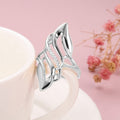 European Exaggerated Curved Long Ring Gold Tone Hollow Design Unique Fashion Finger Jewelry view 3
