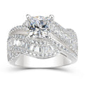 Rotating Twisted Micro Pave Ring With Square Four Prong Cluster Setting Luxury Engagement Ring view 3