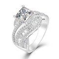 Rotating Twisted Micro Pave Ring With Square Four Prong Cluster Setting Luxury Engagement Ring view 5