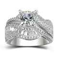 Rotating Twisted Micro Pave Ring With Square Four Prong Cluster Setting Luxury Engagement Ring view 1