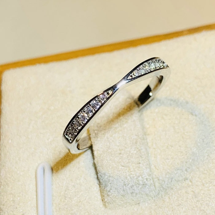 Simple Fashion Micro Paved Thin Band Ring For Women, Hot Selling Engagement Proposal Row Ring Jewelry