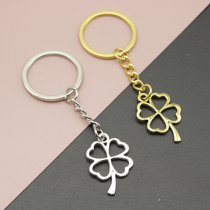 Zinc Alloy Four Leaf Clover Keychain For Lucky Bag Charm