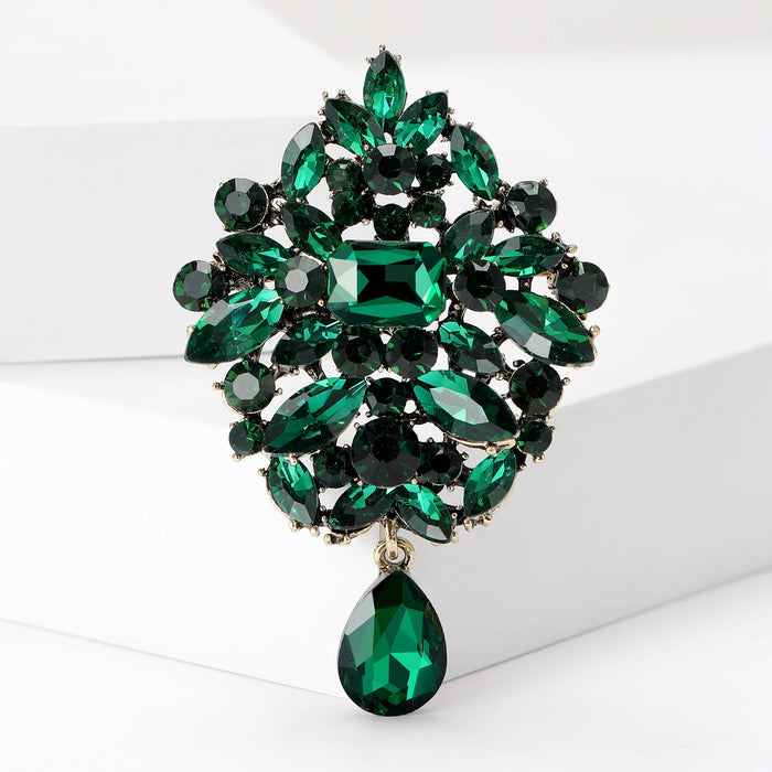 Alloy Crystal Glass Pendant Brooch Pin For Dresses And Suits