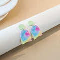 Dopamine Summer Geometric U Shape Double Sided Rainbow Gradient Acrylic Dangle Drop Earrings view 3
