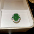 Emerald Green Agate Zircon Oval Open Ring For Women view 2