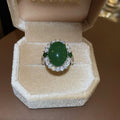 Emerald Green Agate Zircon Oval Open Ring For Women view 4