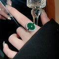 Emerald Green Agate Zircon Oval Open Ring For Women view 1