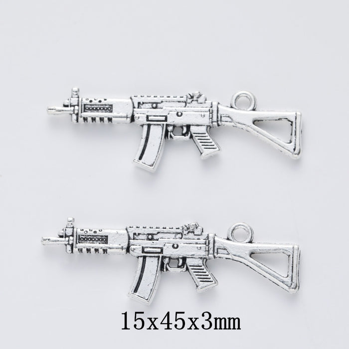 Antique Silver Zinc Alloy Gun Charm Pendant for DIY Necklace Bracelet Jewelry Making