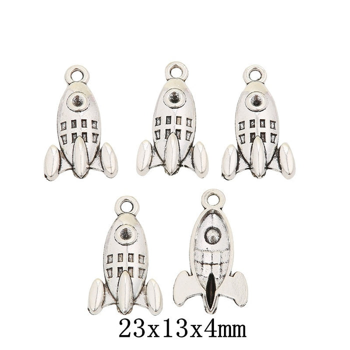 Antique Silver Zinc Alloy Rocket Charm Pendant for DIY Necklace Bracelet Jewelry Making