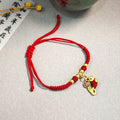 New Chinese Style Red Handmade Braided Bracelet With Candy Goldfish And Lion Dance Pendant view 4