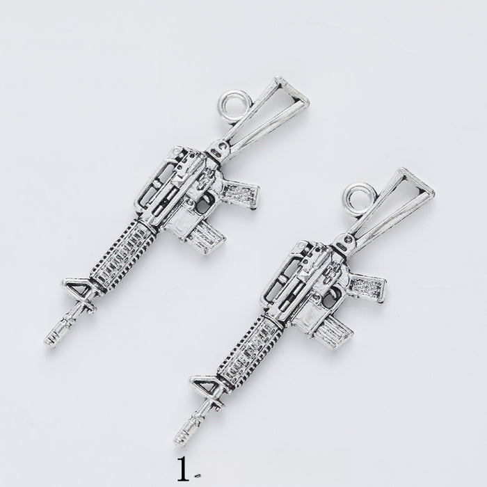 Antique Silver Zinc Alloy Gun Charm Pendant No.545491 for DIY Necklace Bracelet Jewelry Making
