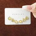 Elegant Korean Style Mini Triangle And Round Cat Eye Stone Gold Alloy Stud Set For Women Daily Earrings view 2