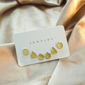 Elegant Korean Style Mini Triangle And Round Cat Eye Stone Gold Alloy Stud Set For Women Daily Earrings view 4