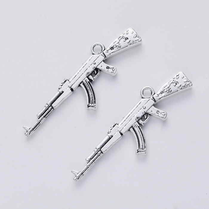 Antique Silver Zinc Alloy Gun Charm Pendant No.400696 for DIY Necklace Bracelet Jewelry Making