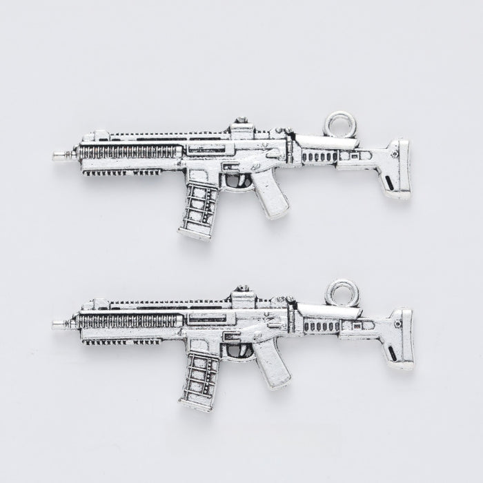 Antique Silver Zinc Alloy Gun Charm Pendant No.280044 for DIY Necklace Bracelet Jewelry Making