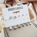 Elegant Pearl Rhinestone Geometric Round Alloy Stud Set For Daily Commuter Fashion Women Earrings view 2