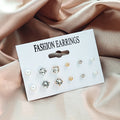 Elegant Pearl Rhinestone Geometric Round Alloy Stud Set For Daily Commuter Fashion Women Earrings view 3