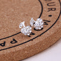 Korean Style Flower Rhinestone Pearl Stud Earrings, Heart Geometric Inlaid Fashion Jewelry view 4