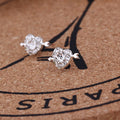 Korean Style Flower Rhinestone Pearl Stud Earrings, Heart Geometric Inlaid Fashion Jewelry view 3