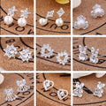 Korean Style Flower Rhinestone Pearl Stud Earrings, Heart Geometric Inlaid Fashion Jewelry view 1