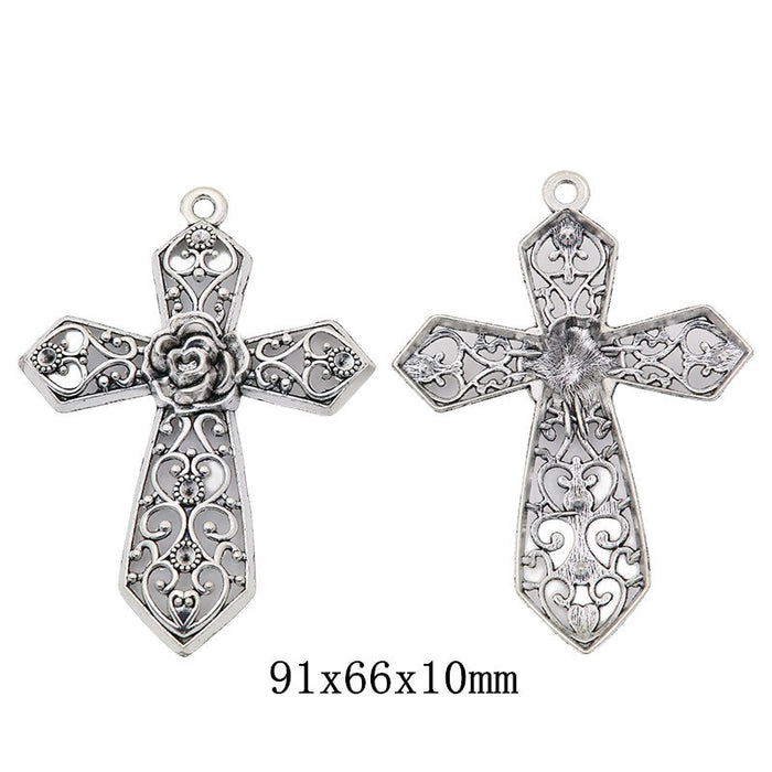 Antique Silver Zinc Alloy Cross Charm Pendant No.781679 for DIY Necklace Bracelet Jewelry Making