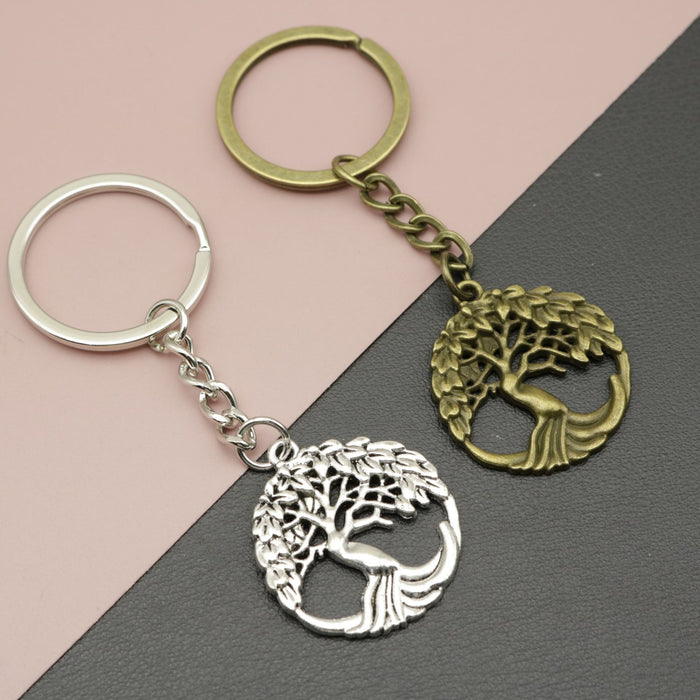 Zinc Alloy Simple Tree Keychain Bag Charm Gift
