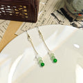 Vintage Chinese Style Faux Jade Beaded Gradient Alloy Chain Long Tassel Drop Hanfu Accessories Earrings view 2