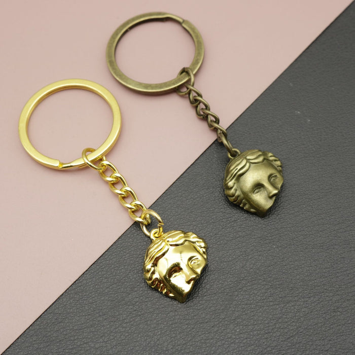 Metal Face Silhouette Keychain Minimalist Bag Charm Gift