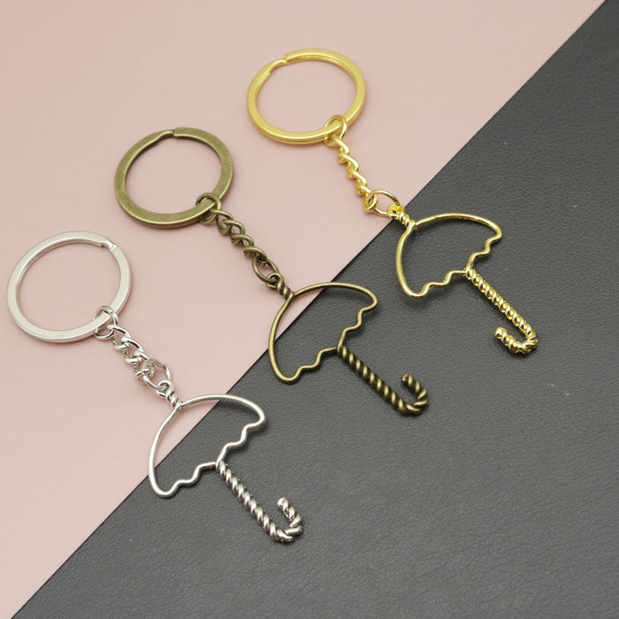 Zinc Alloy Simple Umbrella Keychain For Bag Charm Gift