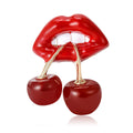 Metal Alloy Enamel Lips Cherry Brooch Pin For Womens Apparel view 5