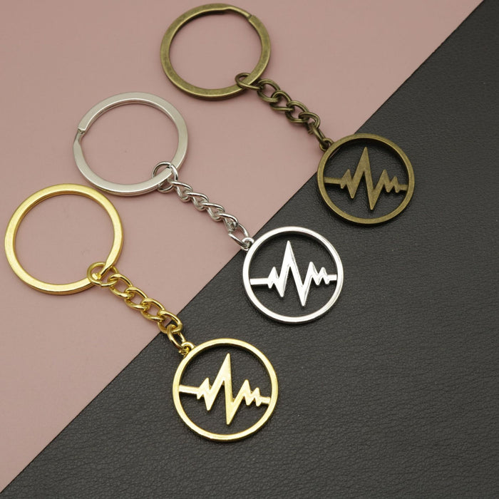 Zinc Alloy Heartbeat Heart Keychain Bag Charm Gift
