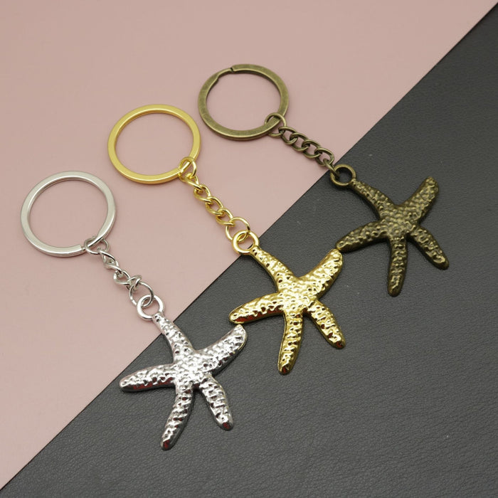Metal Minimalist Starfish Keychain Bag Charm
