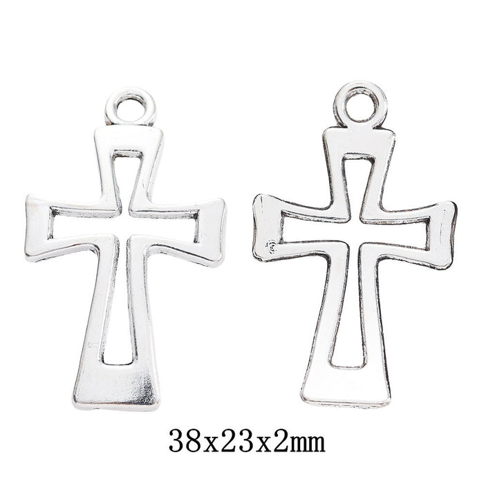 Antique Silver Zinc Alloy Cross Charm Pendant No.030726 for DIY Necklace Bracelet Jewelry Making