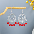 Bohemian Ethnic Style Geometric Turquoise Tassel Drop Earrings For Jewelry view 3
