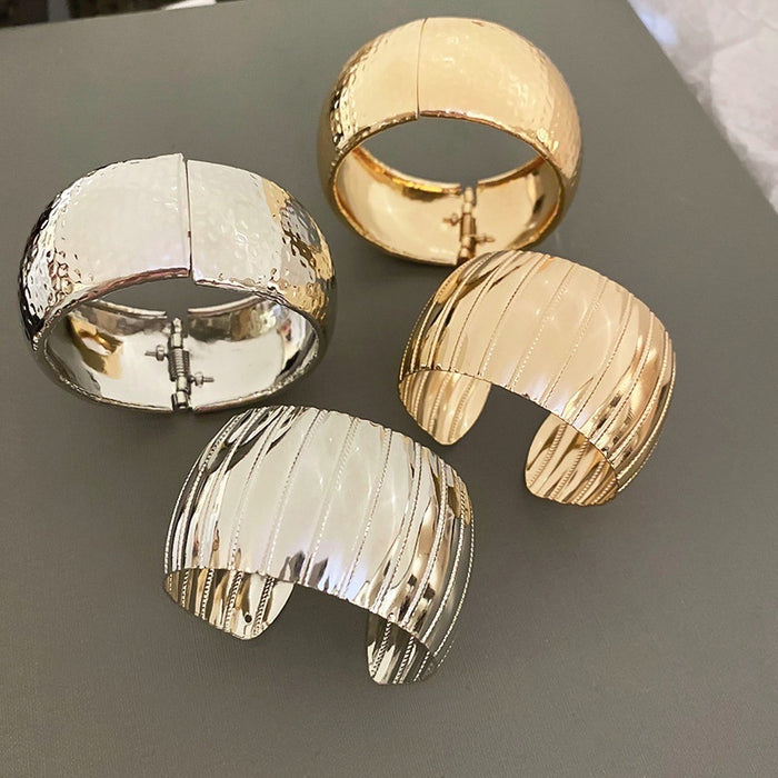 European American Style Geometric Metal Bangle With Bold Ring Design Statement Jewelry