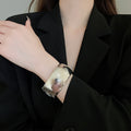 European American Style Geometric Metal Bangle With Bold Ring Design Statement Jewelry view 2