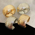 European American Style Geometric Metal Bangle With Bold Ring Design Statement Jewelry view 3
