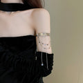 European Style Metal Star Heart Tassel Open Cuff Bangle Light Luxury Arm Bracelet view 4