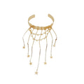 European Style Metal Star Heart Tassel Open Cuff Bangle Light Luxury Arm Bracelet view 5